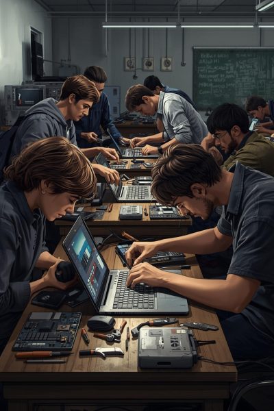 pessoas trabalhando com assistencia de notebook