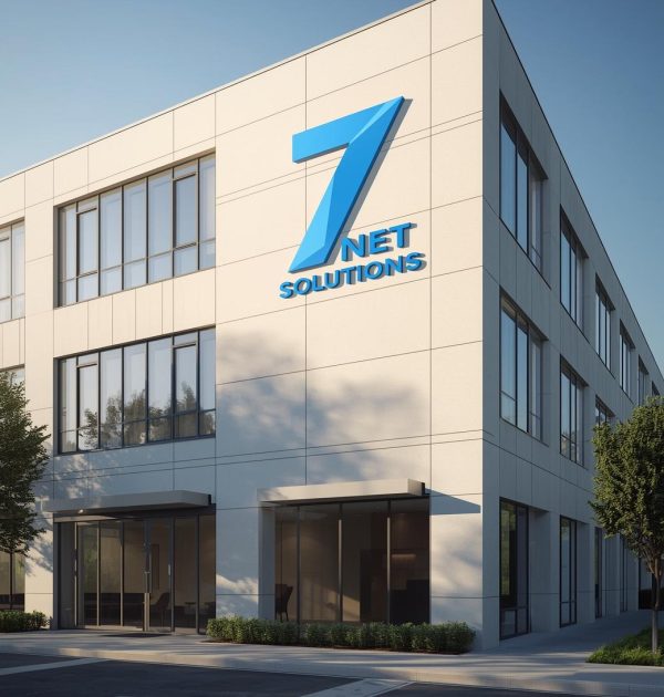 quero uma imagem de um predio e com o logo 7 net solutions